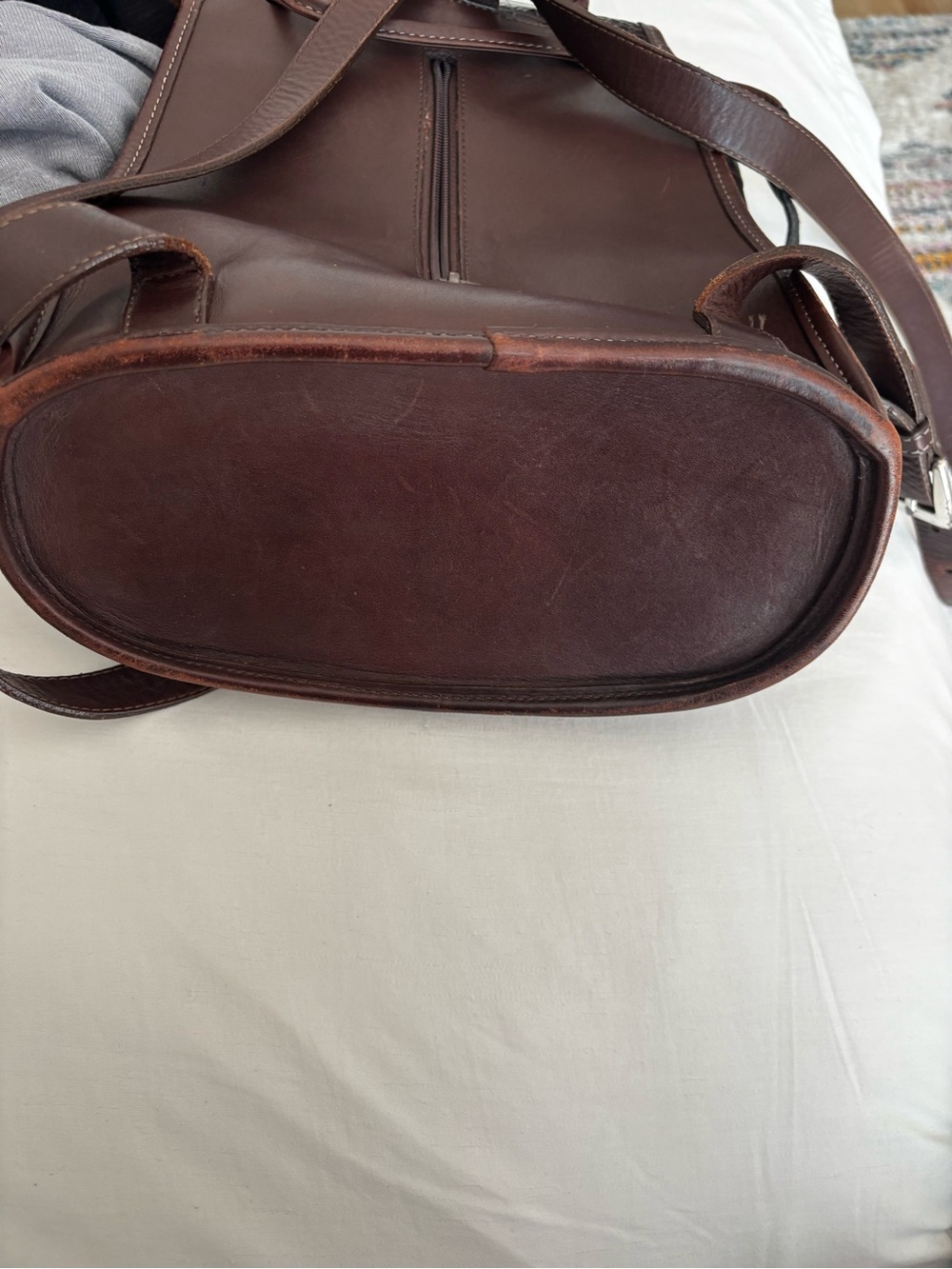 Brighton Vintage Black and Dark Brown Croc-Embossed Leather Backpack - Picture 12 of 12